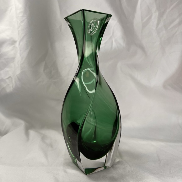 VTG 1997 Royal Gallery 24% Lead Crystal Vase Emerald Green 8" - Picture 6 of 10